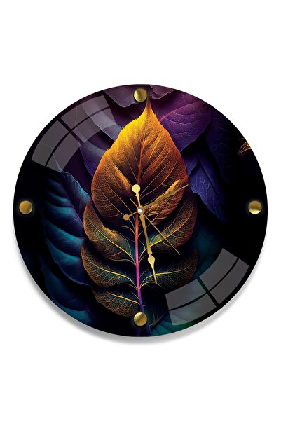 EMYA HOME Ceas din sticlă cu frunze colorate - 40 cm