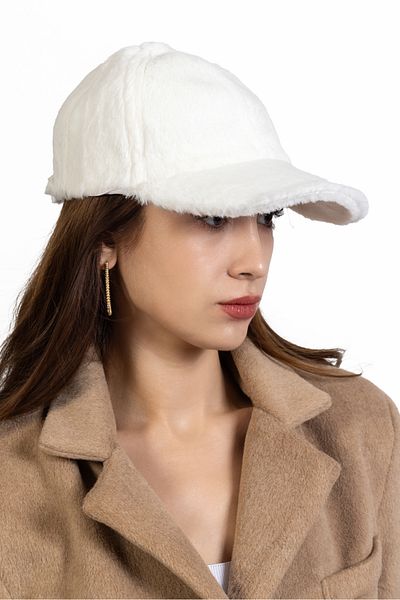 LadyColor Soft Furry Plush Winter Cap Women's Hat White