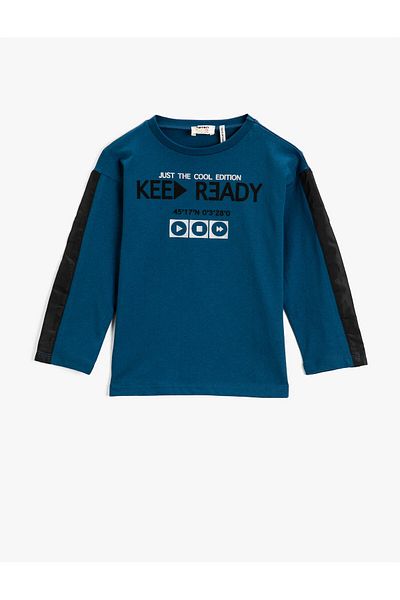 Koton Tricou cu mânecă lungă imprimat, mâneci, bumbac în dungi