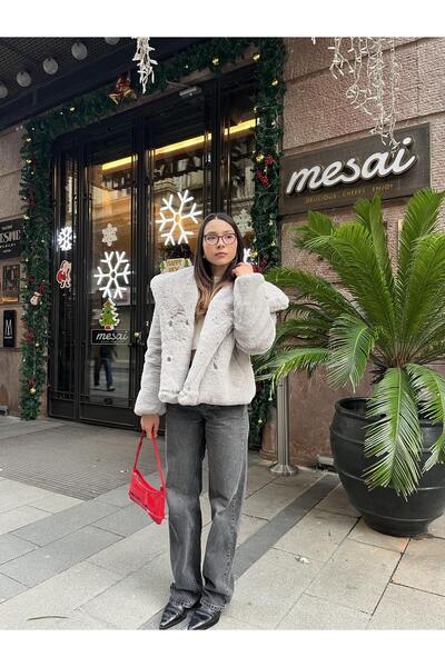 YOUR NAME İçi Astarlı Gri Kadın Kürk