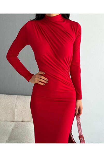 Leo Ferre Rochie lungă Sandy - Gât țesut, șnur, mânecă lungă