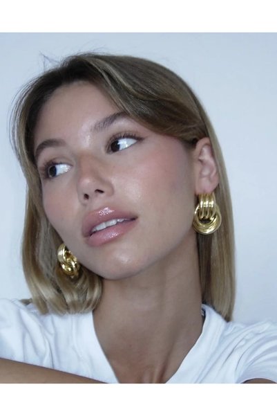 Lavian Accessories سلسلة هايلي حلق ذهبي ثلاثي