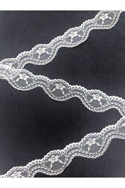 FASHİON DANTEL Likrasız Naylon Dantel Güpür EN 4 cm Boy 10 Metre Beyaz Su Yolu