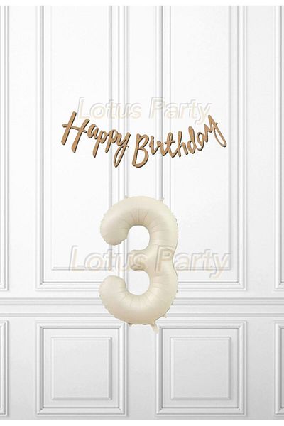 LOTUS PARTY Σετ Kraft Happy Age 3 - Πανό Kraft Happy Birthday - Μπαλόνι με αριθμό κρέμας