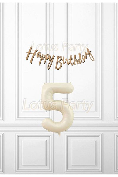 LOTUS PARTY Σετ Kraft Happy Age 5 - Πανό Kraft Happy Birthday - Μπαλόνι με αριθμό κρέμας