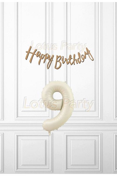LOTUS PARTY Σετ Kraft Happy Age 9 - Πανό Kraft Happy Birthday - Μπαλόνι με αριθμό κρέμας