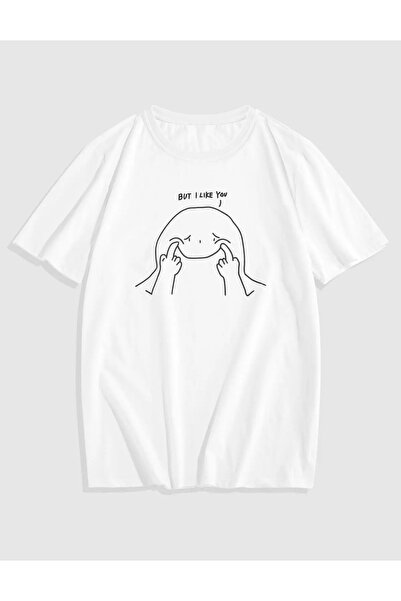 ALİKA Tricou oversize unisex alb, dar îmi place de tine