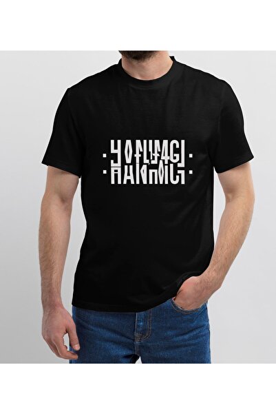 Adrift Tricou unisex negru Hanımcı scris pliat Tricou cu gâtul tripu