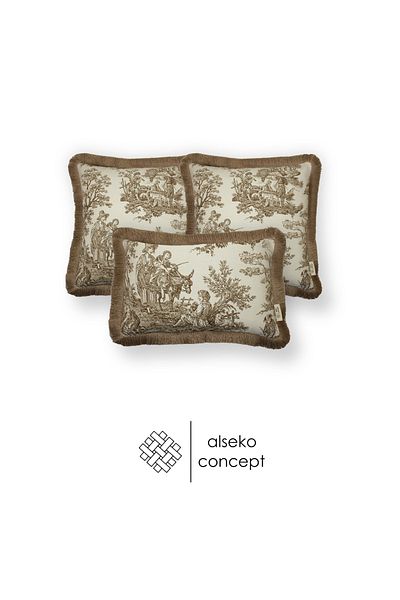 Alseko Concept Φούντα Διακοσμητικό Καφέ 2 τεμ. 43x43 εκ., 1 Τεμ. Κάλυμμα μαξιλαριού 30x50cm