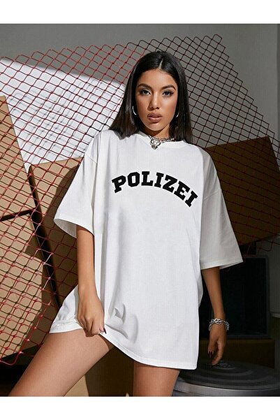 Adrift Ženska bela majica sa policijskim printom