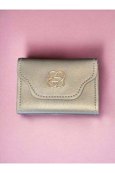 TOPLINE Women's Card Holder Gold Detailed Hand Accessory with Magnet Closure