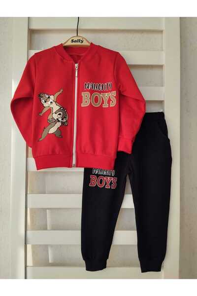 sally baby 2 Thread Seasonal, Zippered, Squirrel Printed Bottom and Top Set, Tracksuit Set