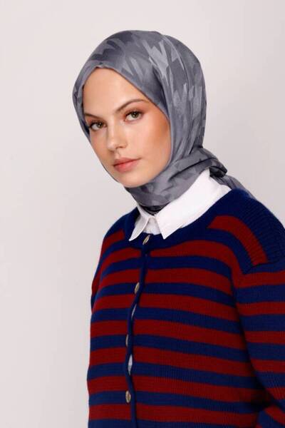 VALORSCARF Kurşuni Kazayağı Desen Ipeksi Jakar Şal