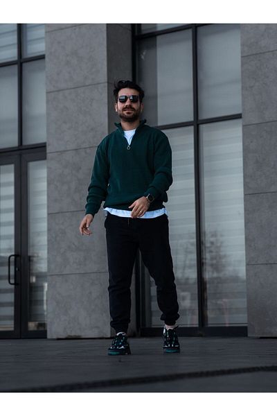 YONEZ MODA Pulover tricotat cu jumătate de fermoar model Thessaloniki