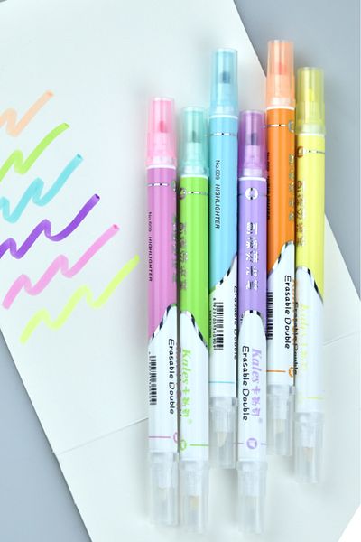 Kids Like Double Sided Highlighter Set with 6 Colors and Eraser
