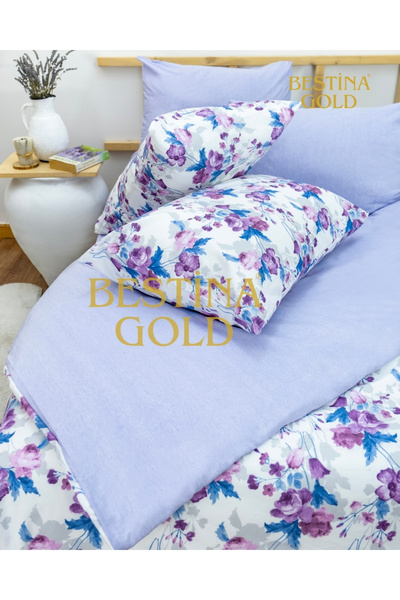 BESTİNA GOLD Двоспальний комплект постільної білизни Ranforce з бавовняної тканини (простирадло з гумкою)