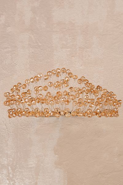 Hayalperest boncuk Coroană de mireasă Henna cu piatră de cristal densă Coroană de nuntă de mireasă Culoare miere