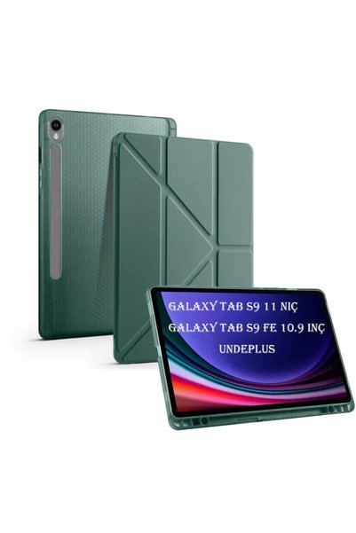 UnDePlus Galaxy Tab S10 Lite S9 FE S9 Uyumlu Kılıf Kalem Bölmeli Trifolding Case