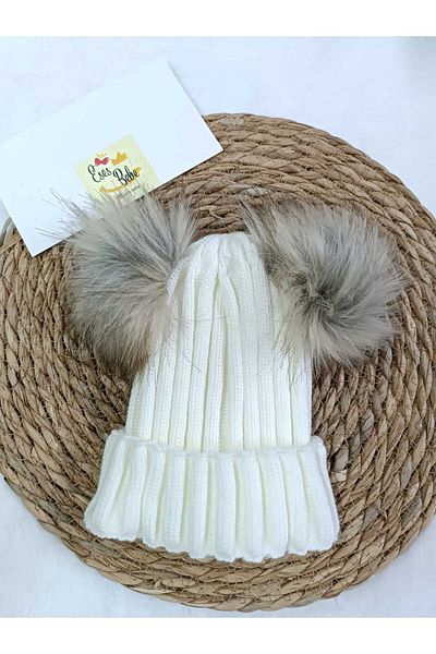 ESES BEBE Unisex Double Pompom Knitwear Beret