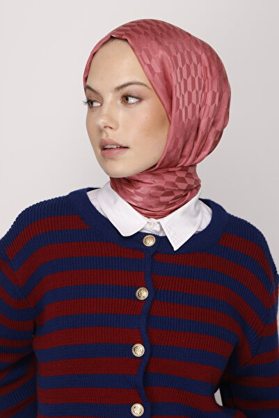 VALORSCARF شال جاكار حريري بنمط كوزا وردي كاندي