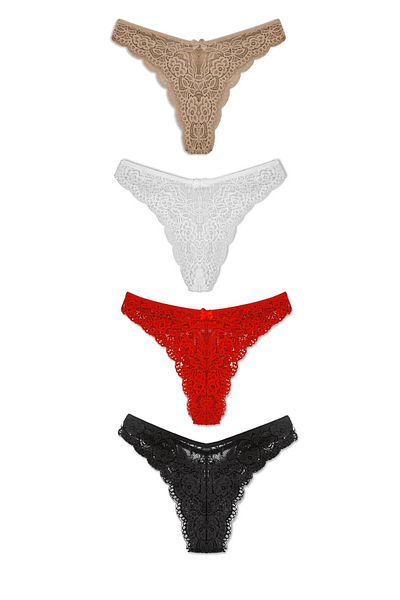 GECKO COLLECTION Chiloți de damă din dantelă braziliană 4 buc
