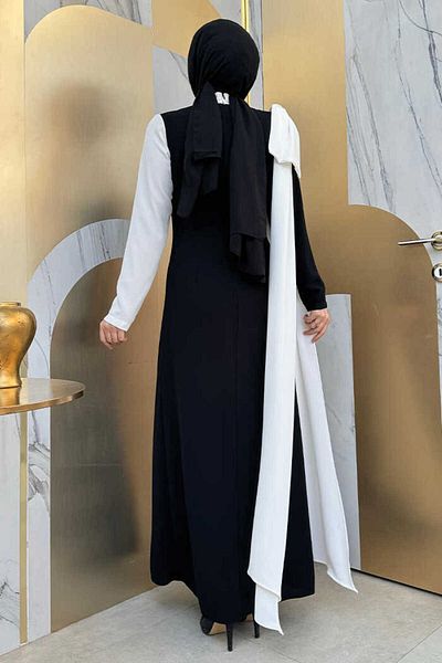 Bym Fashion Φόρεμα One Shoulder Bow Epaulettes Διπλό Χρώμα 3862 Μαύρο
