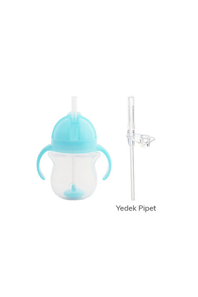 Munchkin Tıklama Kilitli Uçlu Pipetli Alıştırma Bardağı, 6ay , 207ml, Mavi,& ...