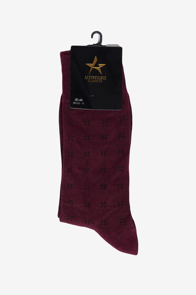 ALTINYILDIZ CLASSICS Men's Burgundy-black Bamboo Socks
