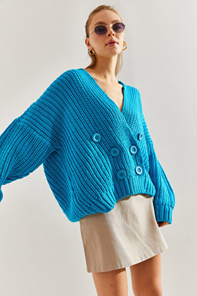 Bianco Lucci Women's Braided Six-Button Knitwear Cardigan