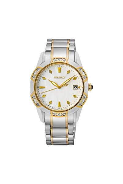 Seiko SKK728P Quartz Çelik Altın/Gri Sedef Kadran Safir Cam 10 ATM 33 mm Kadın Kol Saati