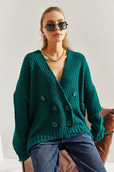 Bianco Lucci Cardigan tricotat cu șase nasturi împletit pentru femei