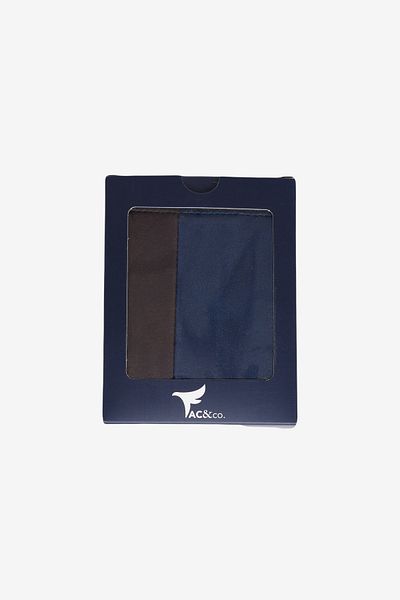 AC&Co / Altınyıldız Classics Marineblau-braune Herrenbrieftasche mit Geschenkbox und Kartenfach