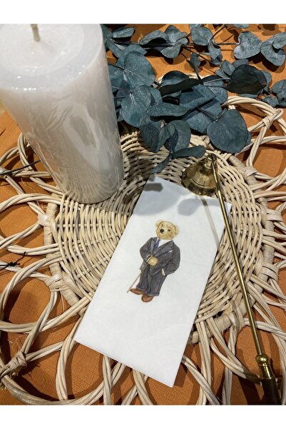 busrasdesign منديل عرض مطبوع عليه عصا المشي تيدي بير 16 قطعة