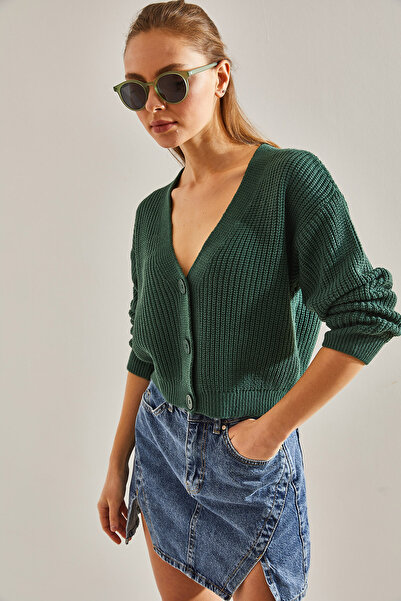 Bianco Lucci Women's Three-Button Corded Knitwear Cardigan