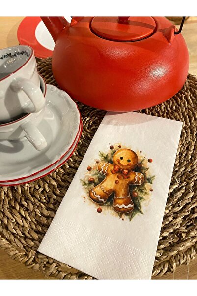 busrasdesign مناديل عرض مطبوعة بسكويت السنة الجديدة 16 قطعة