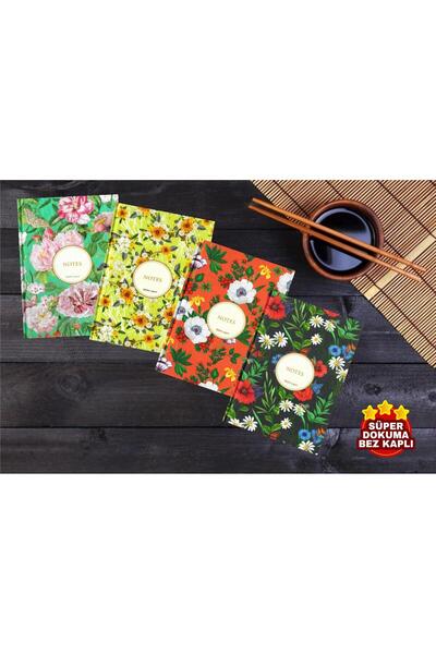 Egenis Copertă rigidă din pânză, 160 de coli, 14x20 cm, set de 4 caiete cu rigle