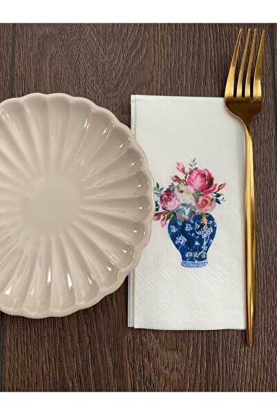 busrasdesign مجموعة مناديل مطبوعة من Bleu Blanc مكونة من 16 منديلًا