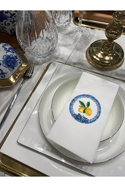 busrasdesign Kr4 Lemon Plate Presentation Napkin 16 Pieces