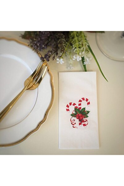 busrasdesign منديل عرض عيد الميلاد على شكل قصب حلوى 16 قطعة