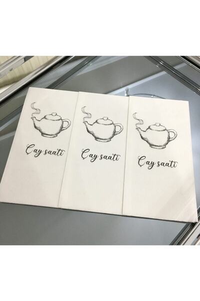 busrasdesign ساعة الشاي الأبيض منديل العرض 16 قطعة