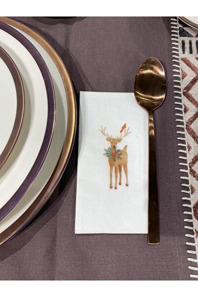 busrasdesign Geyik Baskılı Sunum Peçetesi 16'lı