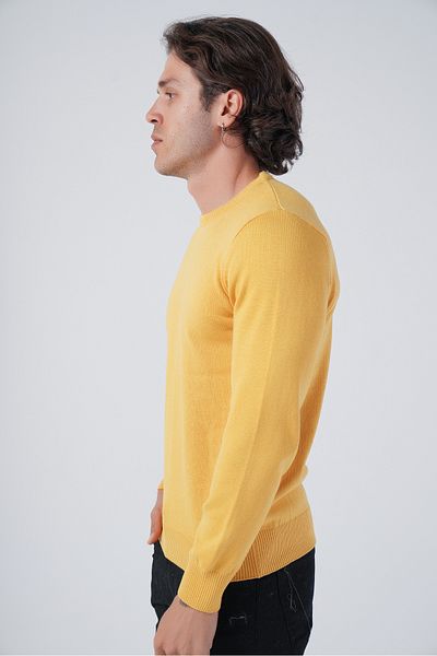 Trist Star Men's Yellow 100% Cotton Crew Neck Knitwear Sweater Trist-1101