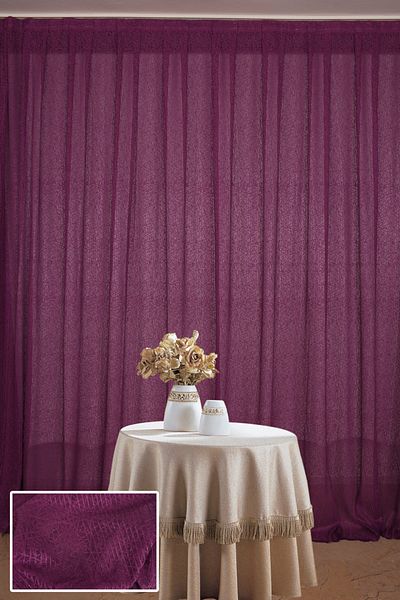AKÇA TEKSTİL STRIPED MODEL PURPLE COLOR SINGLE WING Ready planted Pleated Background Curtain 300*260 cm