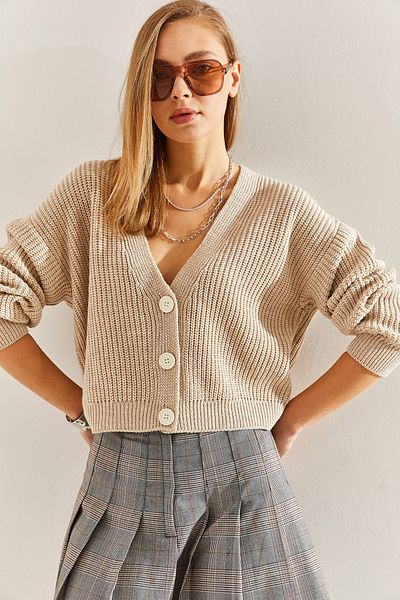 Bianco Lucci Cardigan de tricotaj cu șnur cu trei nasturi pentru femei