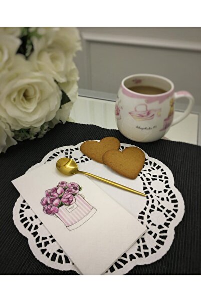 busrasdesign Pinkflowers Kutulu Sunum Peçetesi 16'lı