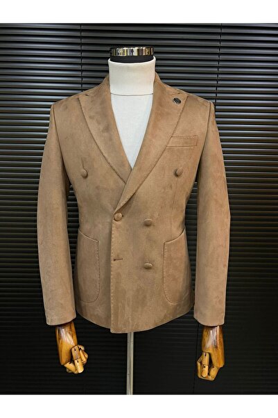 Terziayhan Двуредно кадифено кадифено сако Milk кафе