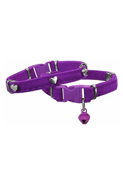Markapet Velvet Cat Collar with Heart 20-32 cm Purple