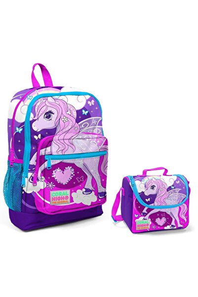 Coral High Шкільний рюкзак для дівчаток з принтом фіолетового єдинорога та на...