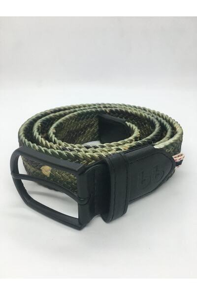 babbelt حزام محبوك مرن للجنسين بنمط التمويه الأخضر