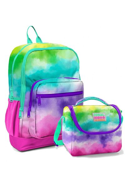 Coral High Set rucsac și cutie de prânz pentru școală cu pictură colorată - Fată